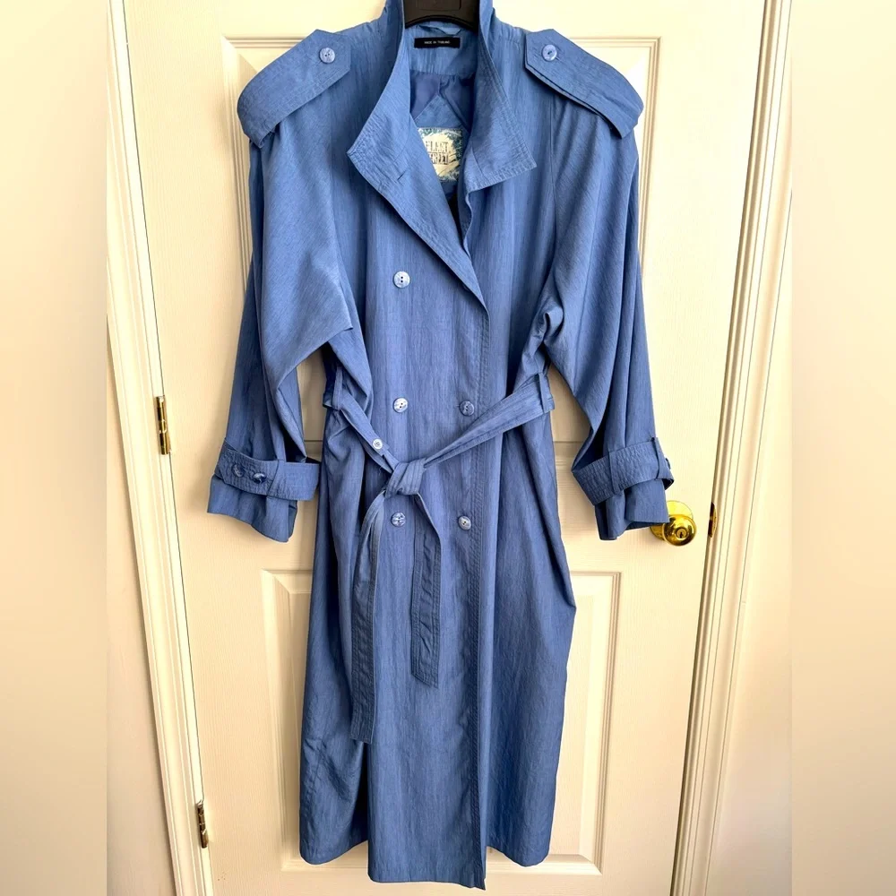 FLEETSTREET TRENCH COAT DOUBLE BREASTED BLUE BUTTON MILITARY STYLE   PLUS SZ 3XL - Picture 2 of 12